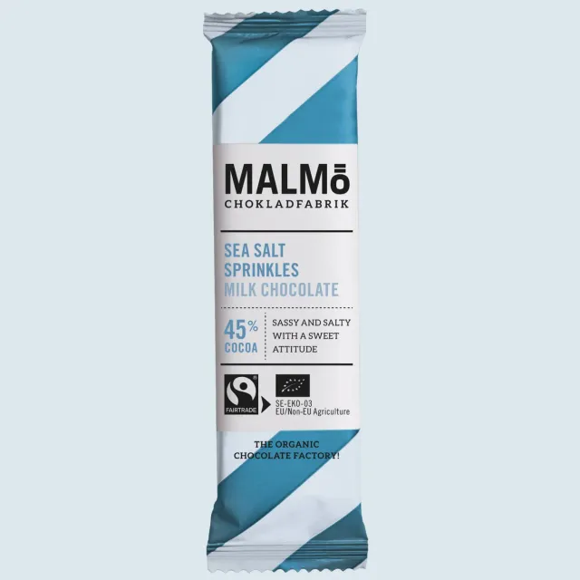 Malmö Chokladfabrik Milk & Sea Salt reep 25 g melk 45%