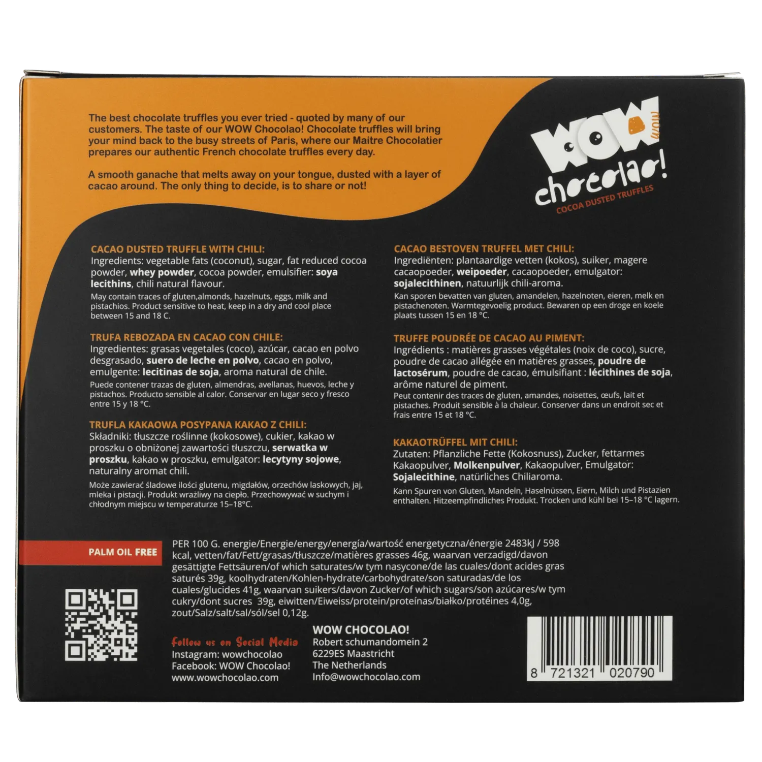 WOW Chocolao Red Ghost Chili truffels halloween doos 250g pittig