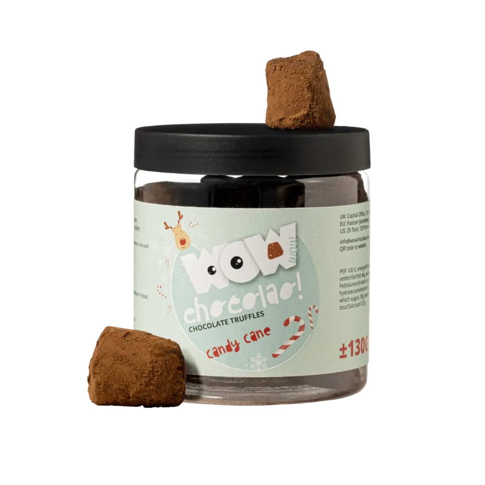 WOW Chocolao Candy Cane truffels 130g cadeaupot munt