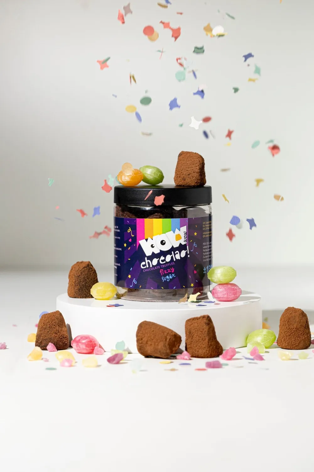 WOW Chocolao Popping Candy Truffels Pot 130g bruis