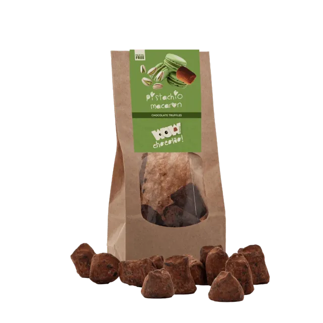 WOW Chocolao Pistache Macaron Truffels Zak 130g Pistache