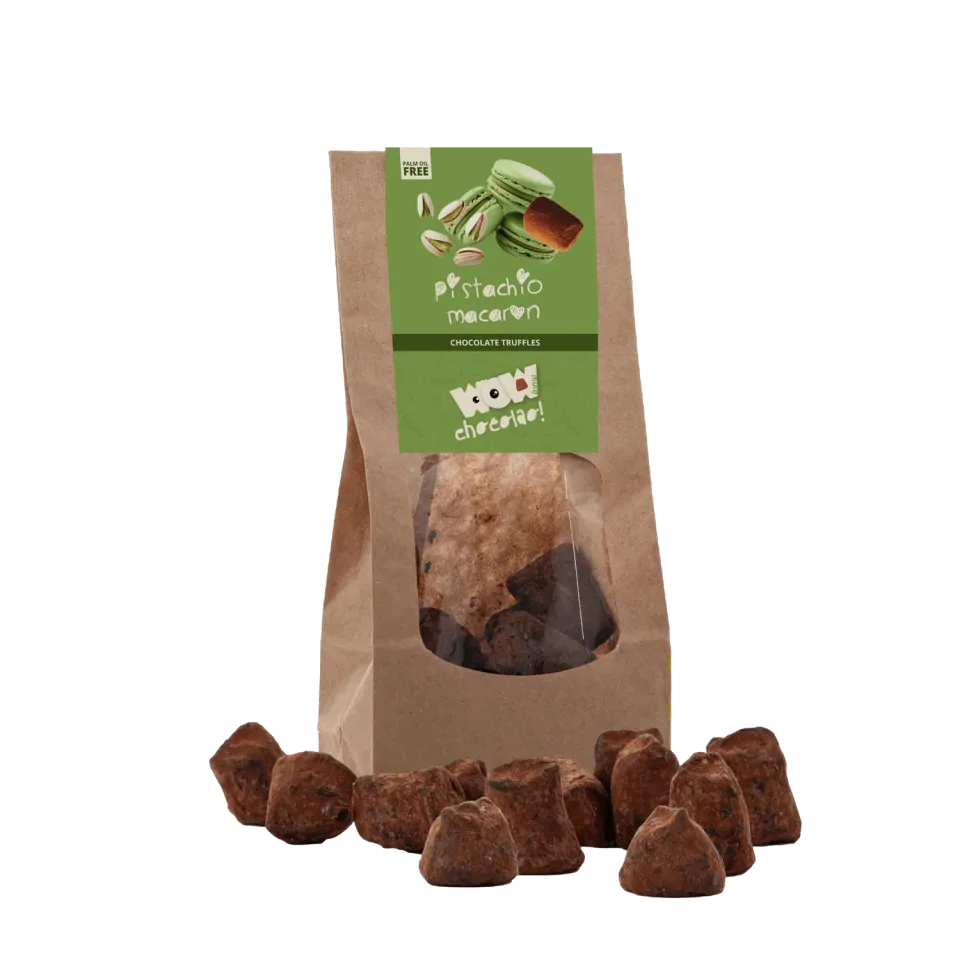 WOW Chocolao Pistache Macaron Truffels Zak 130g Pistache