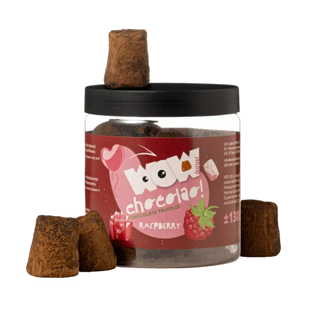 WOW Chocolao Frambozen Valentijn truffels 130g pot romantisch