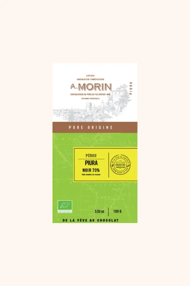 Chocolaterie Morin Peru Piura 70% chocoladereep 100g bio zuur