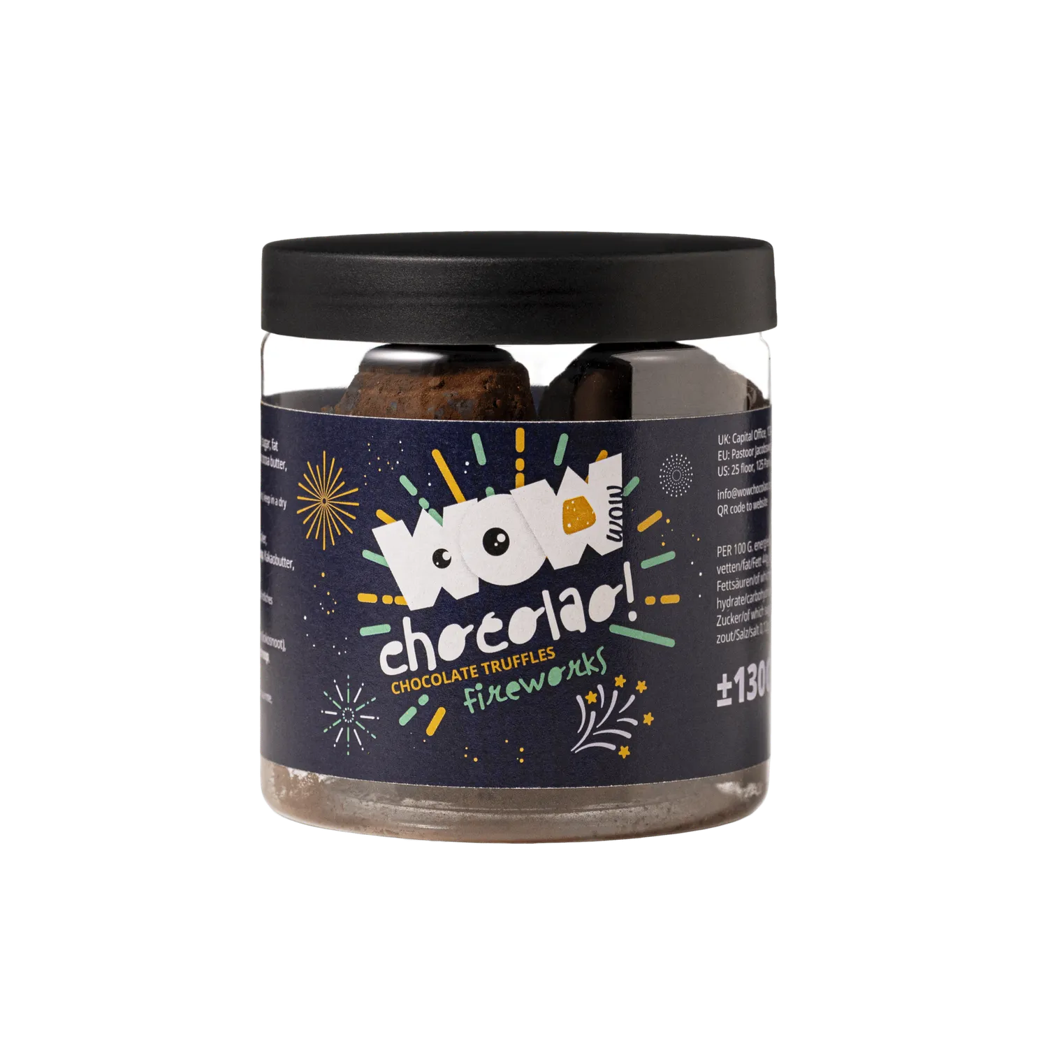 WOW Chocolao Popping Candy truffels pot 130g nieuwjaar
