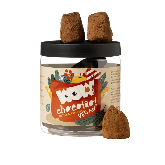 WOW Chocolao Vegan Kerst truffels 130g pot zuivelvrij