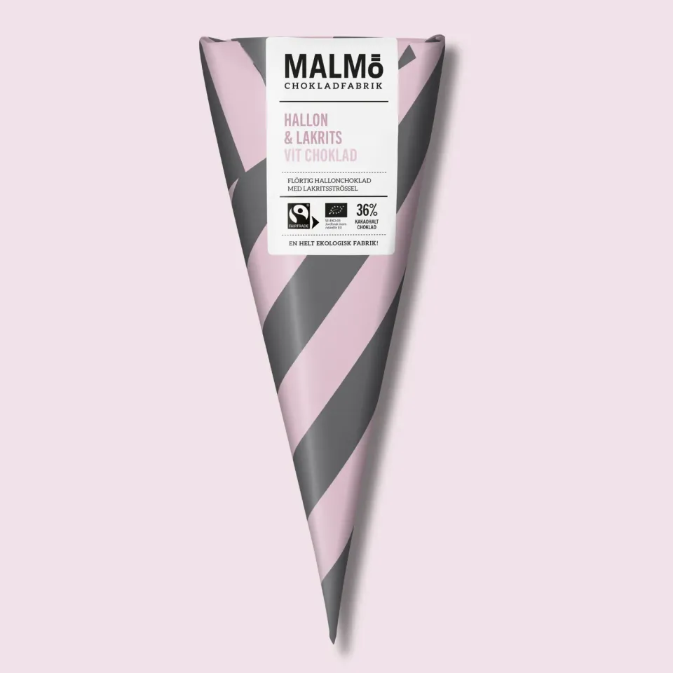 Malmö Chokladfabrik Hallon Lakrits witte chocolade 90g bio