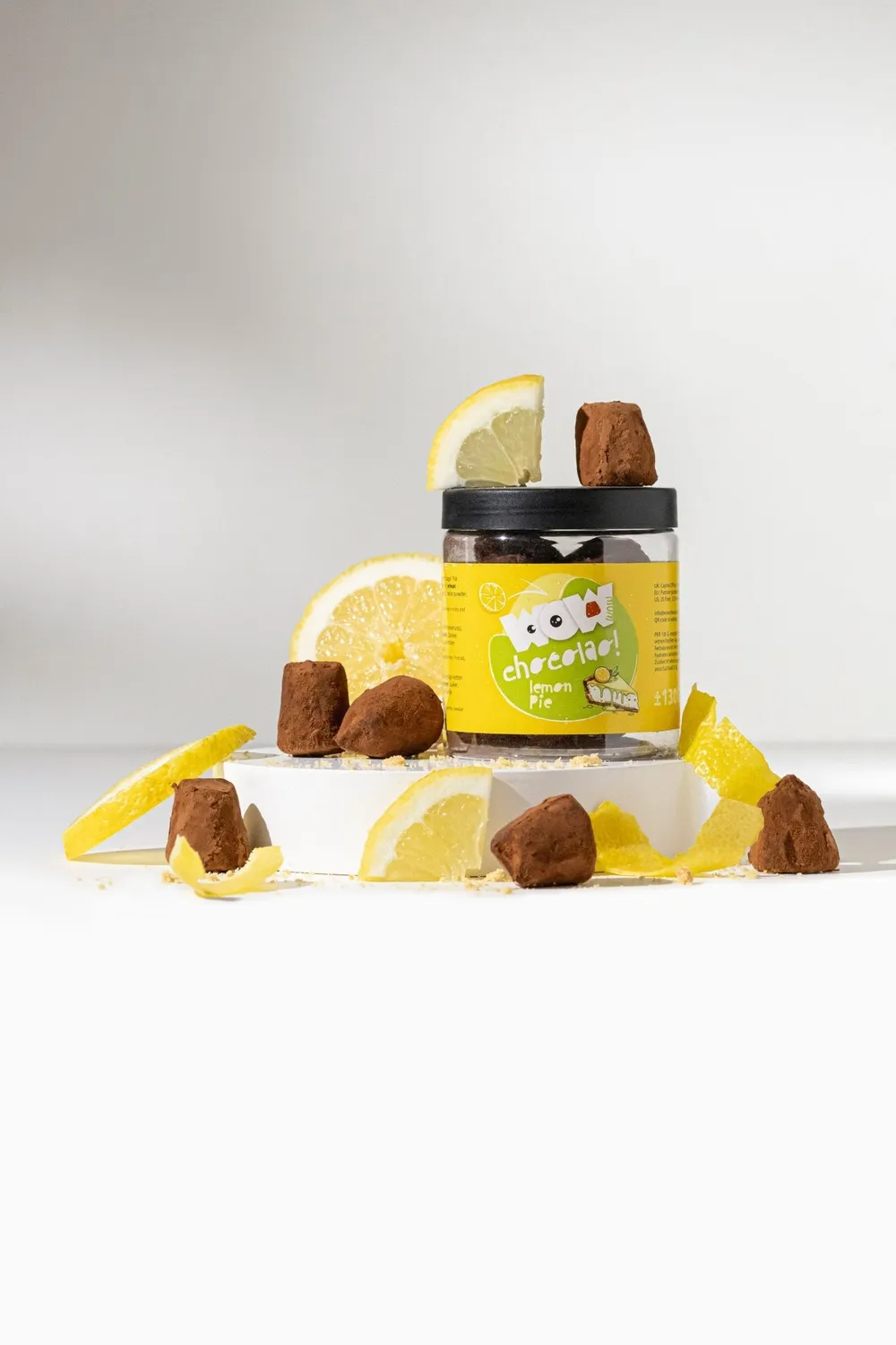 WOW Chocolao Citroentaart Chocoladetruffels Pot 130g citroen