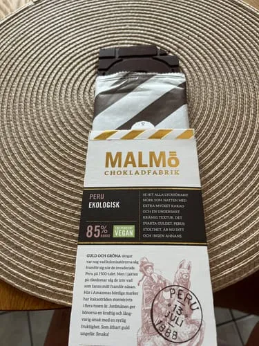 Malmö Chokladfabrik Peru Pure Chocolade 80g 85% Vegan