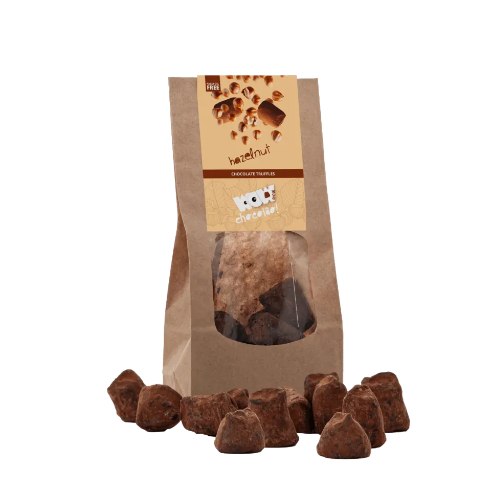 WOW Chocolao Hazelnoot chocoladetruffels 130g zak hazelnoot