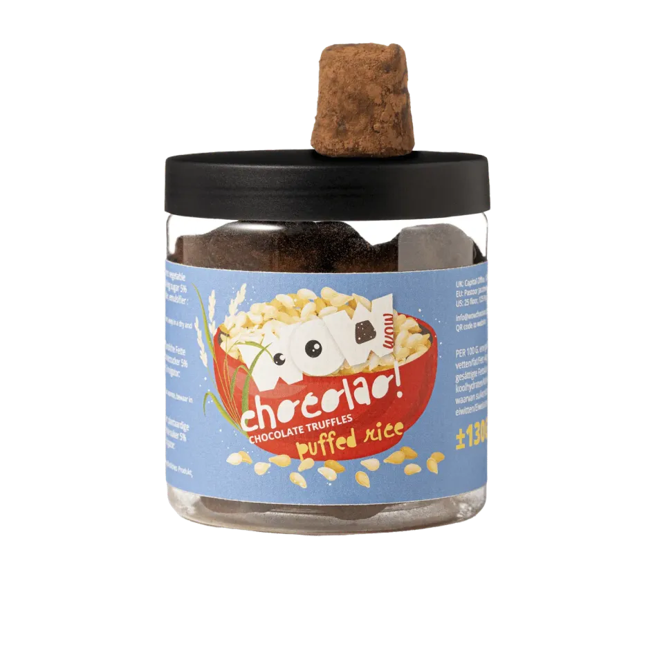 WOW Chocolao Crispy Rice Truffels Pot 130g knapperig