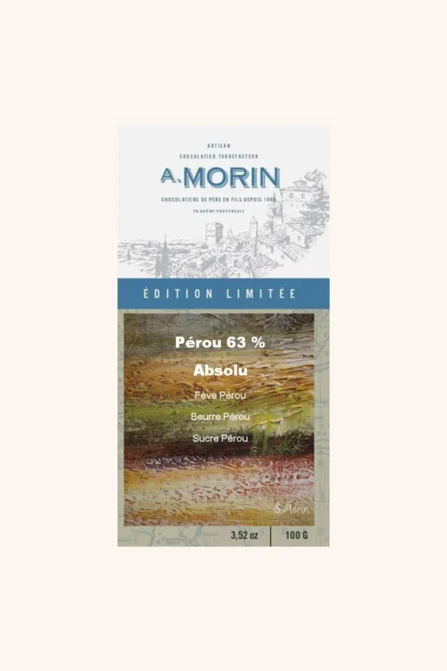 Chocolaterie Morin Pérou Absolu 63% chocoladereep 100g fruit