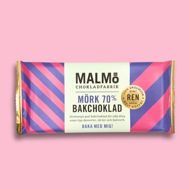 Malmö Chokladfabrik Bakchoklad Mörk 70% 96g vegan bakken