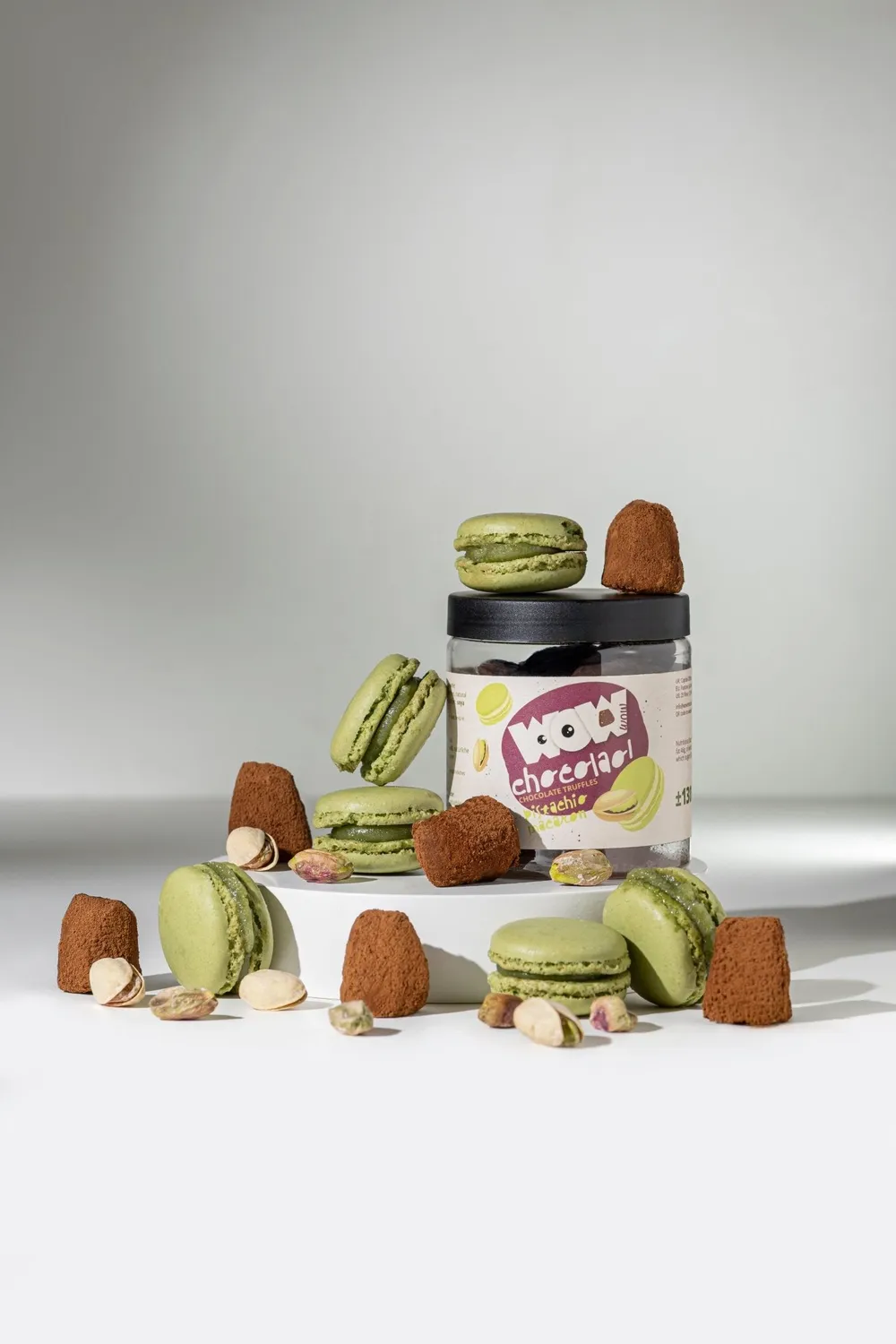 WOW Chocolao Pistache Macaron chocoladetruffels 130g pot
