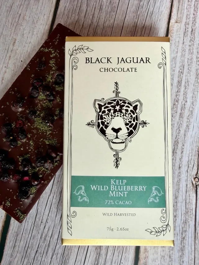 Black Jaguar Kelp Blueberry Mint 72% chocoladereep bosbes