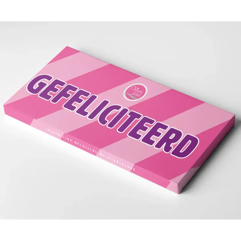 Voor jou Wensreep Gefeliciteerd roze melkchocolade