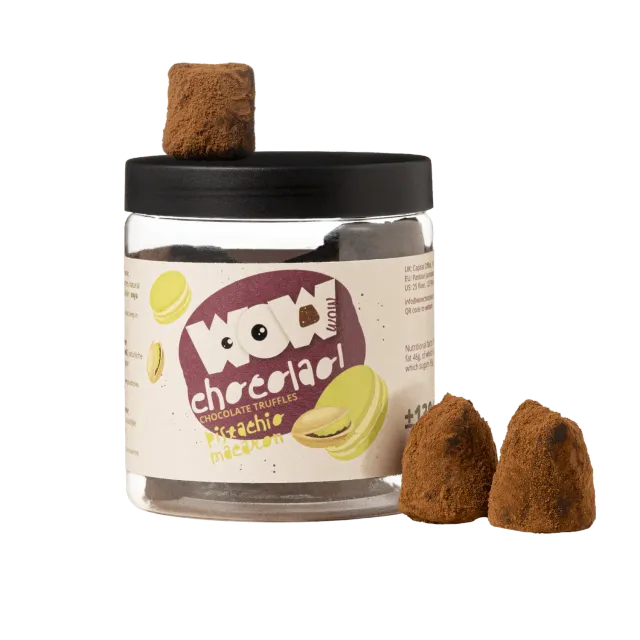 WOW Chocolao Pistache Macaron chocoladetruffels 130g pot