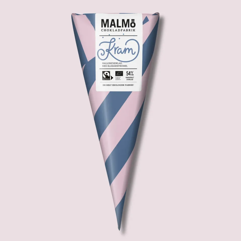 Malmö Chokladfabrik Kram chocolade framboos bosbes 90g dark milk