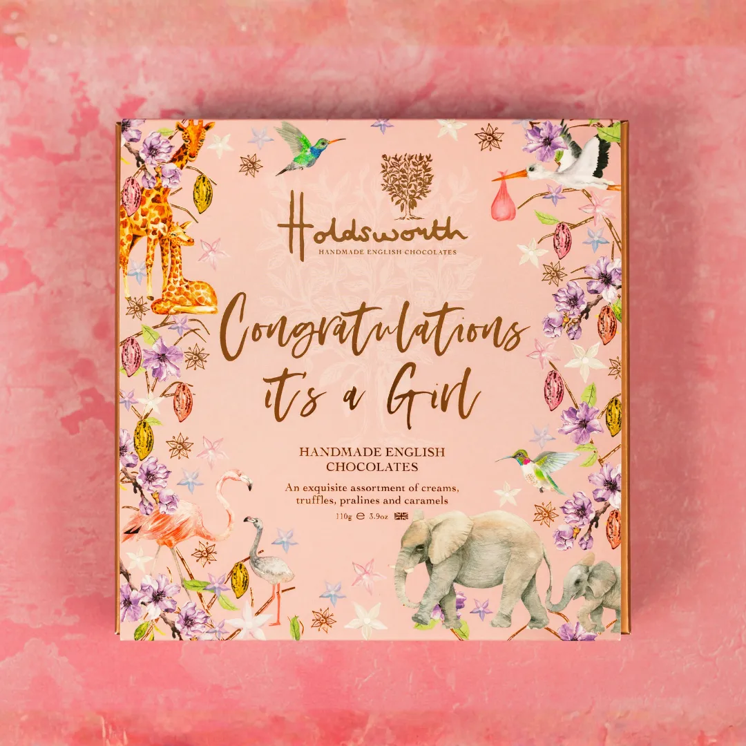 Holdsworth It's A Girl Gift Box bonbons 110g roze