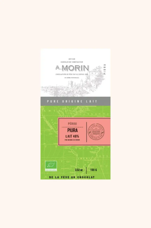 Morin Pérou Piura 48% melkchocoladereep 100g bio karamel