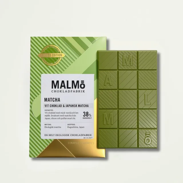 Malmö Chokladfabrik Matcha Witte Chocolade 58g Bio 38%