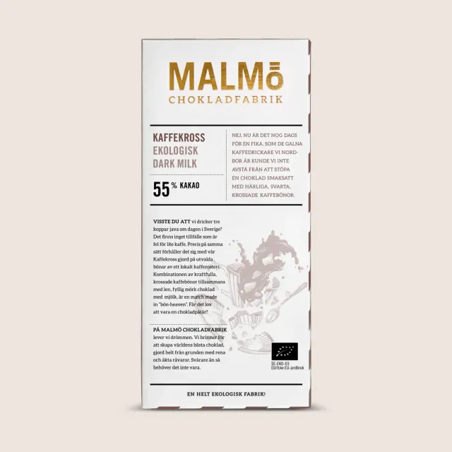 Malmö Chokladfabrik Kaffekross 55% chocoladereep koffie 80 g