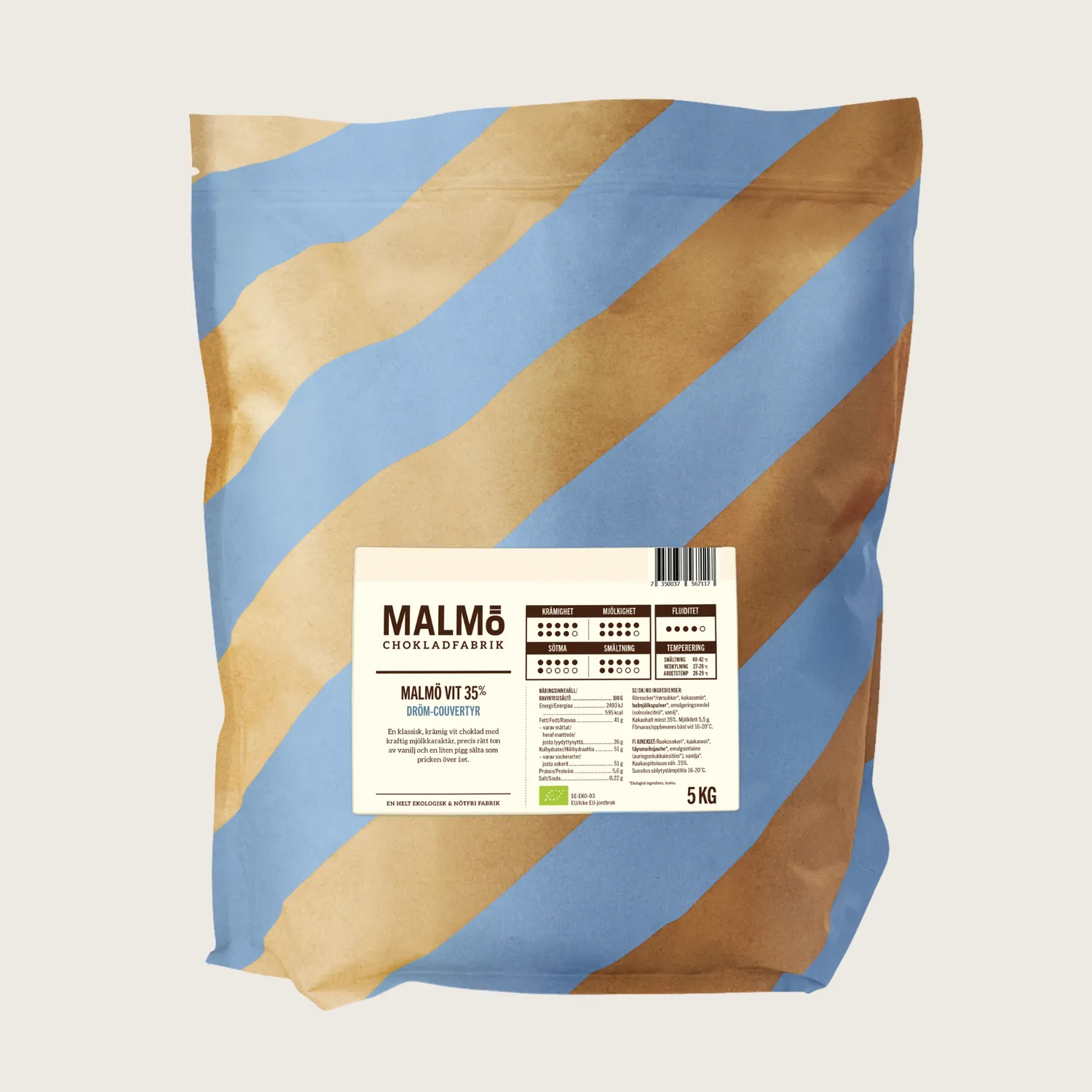 Malmö Chokladfabrik Malmö Vit 35% couverture 5 kg wit