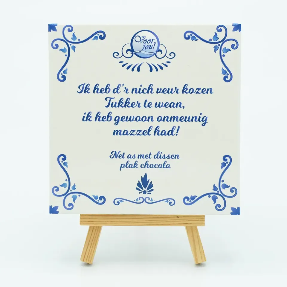 Voor jou Delfts blauw Twente Tukker chocolaatjes blauw