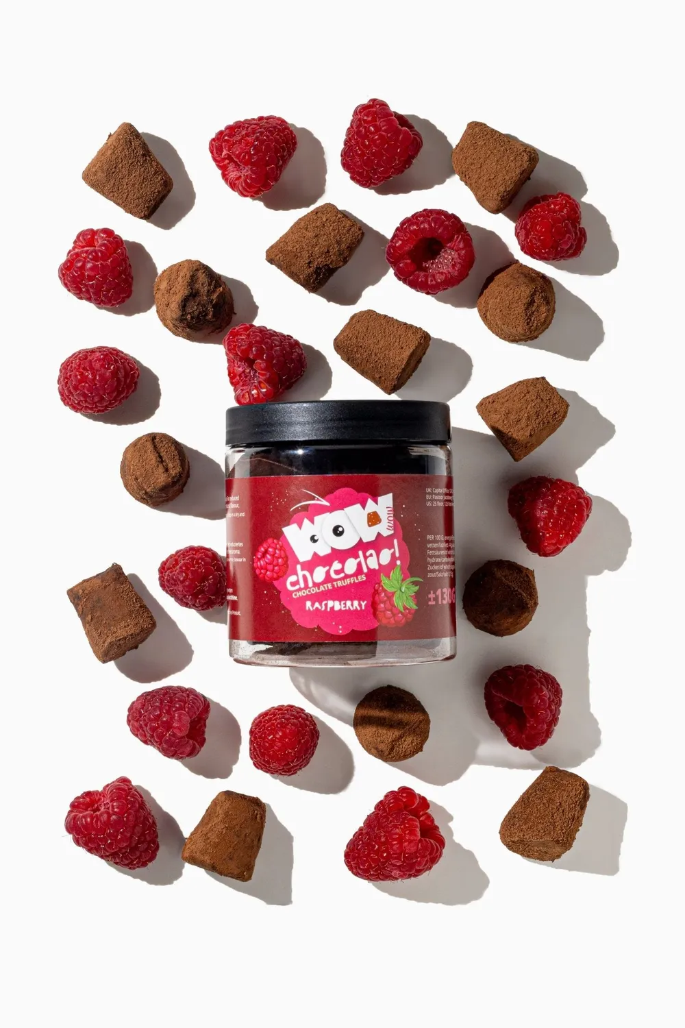 WOW Chocolao Frambozen chocoladetruffels 130g pot framboos