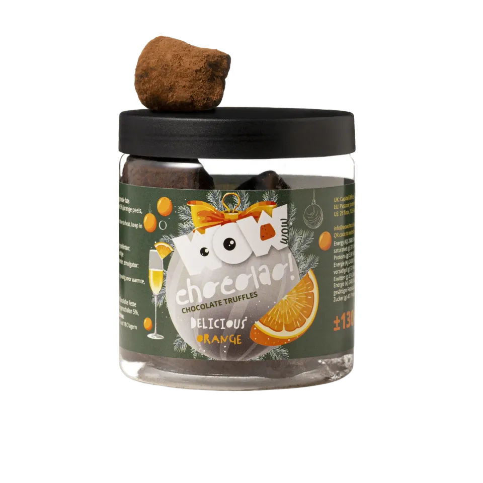 WOW Chocolao Sinaasappel truffels kerst pot 130g citrus