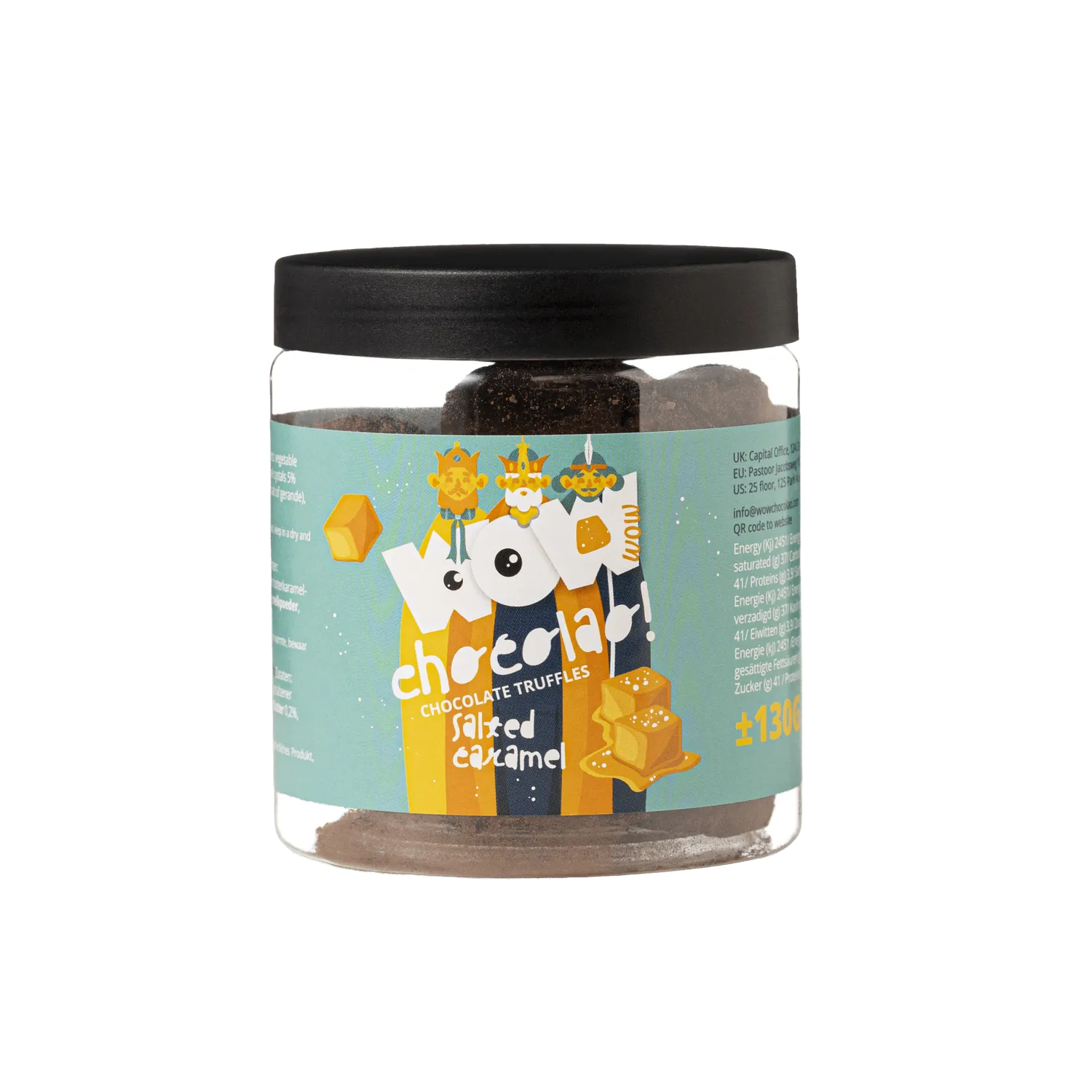 WOW Chocolao Gezouten Karamel truffels pot 130g koning