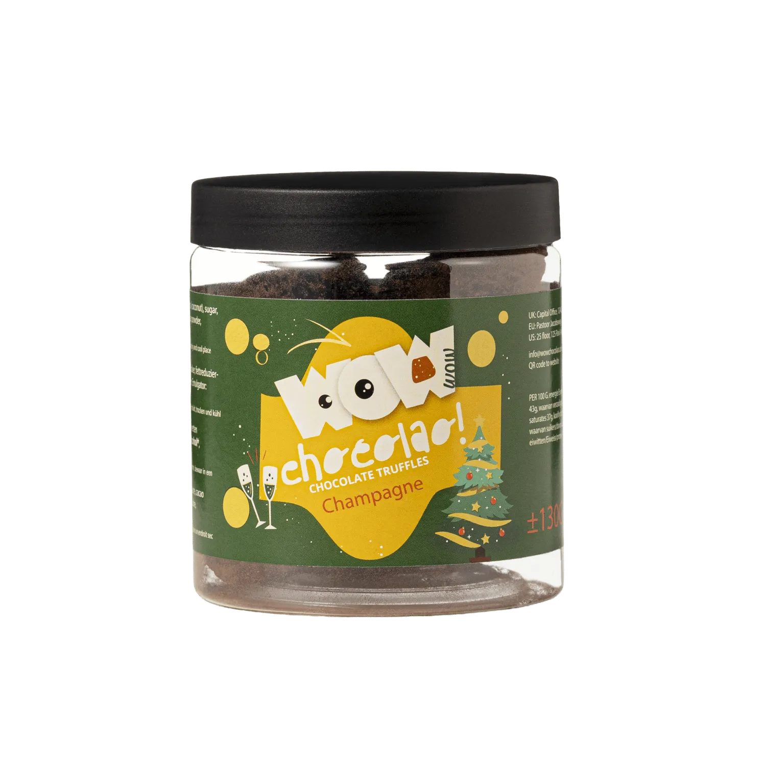 WOW Chocolao Champagne Kerst truffels 130g pot feestelijk