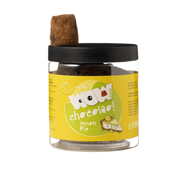 WOW Chocolao Citroentaart Chocoladetruffels Pot 130g citroen