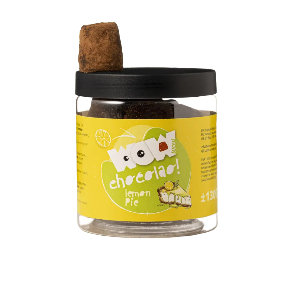 WOW Chocolao Citroentaart Chocoladetruffels Pot 130g citroen