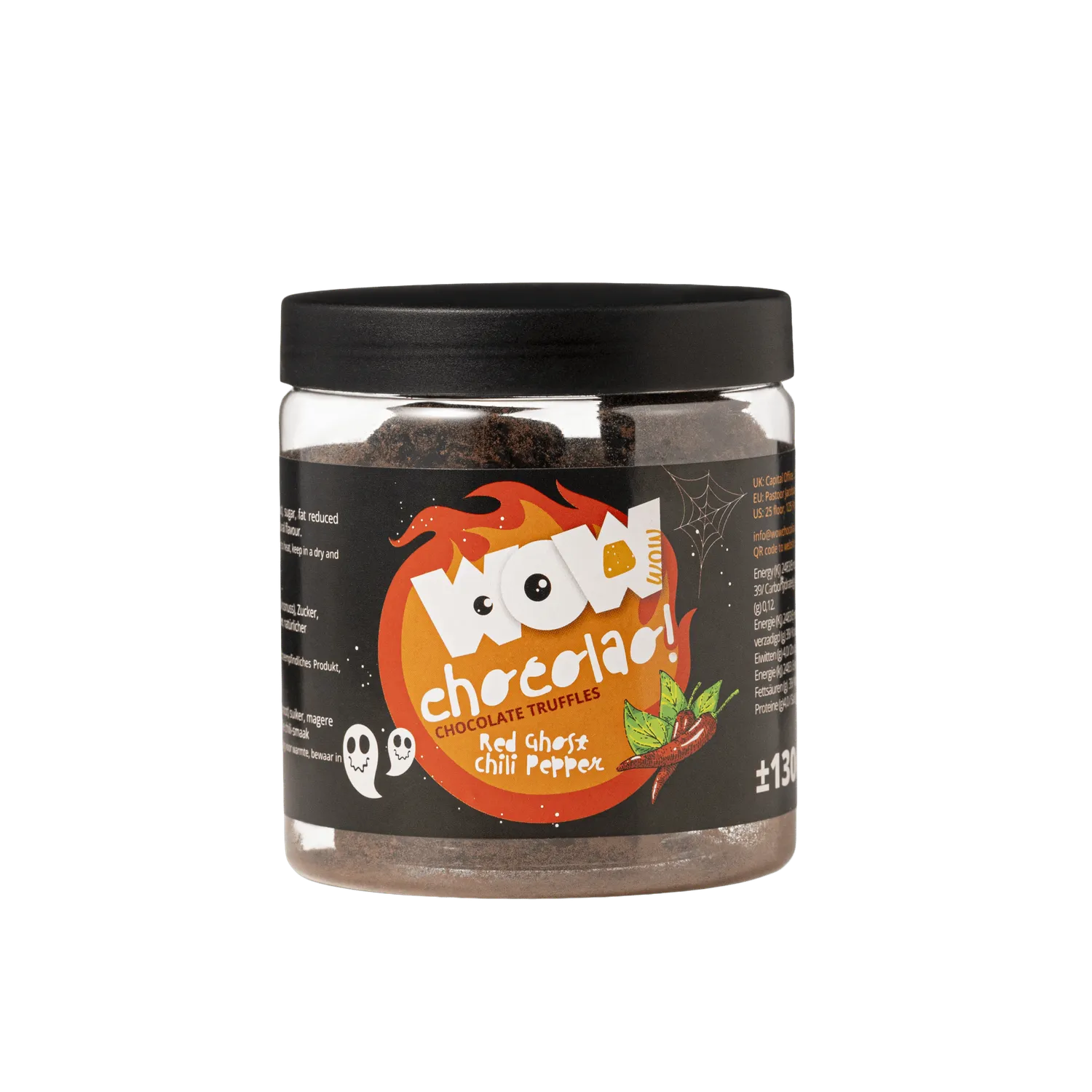 WOW Chocolao Chili truffels pot 130g ghost pittig halloween