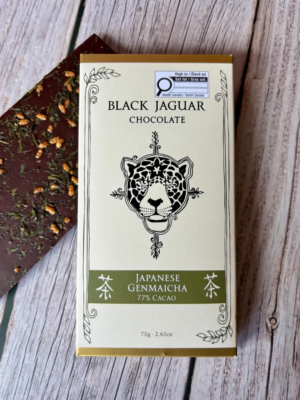 Black Jaguar Japanese Genmaicha 77% chocoladereep groene thee