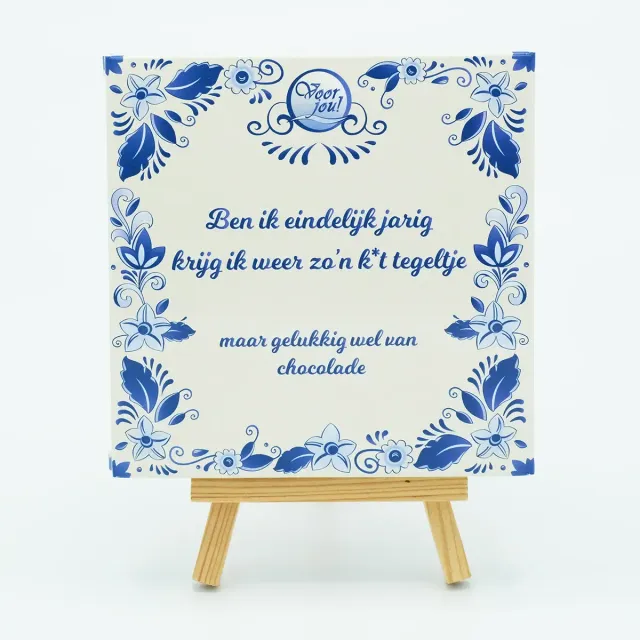 Voor jou Delfts blauw tegel chocolade k*t puur