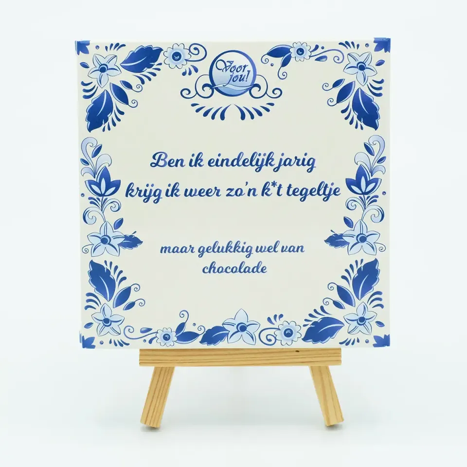 Voor jou Delfts blauw tegel chocolade k*t puur