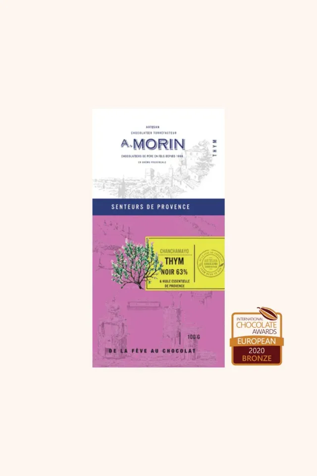 Chocolaterie Morin Thym 63% pure chocolade 100g tijm