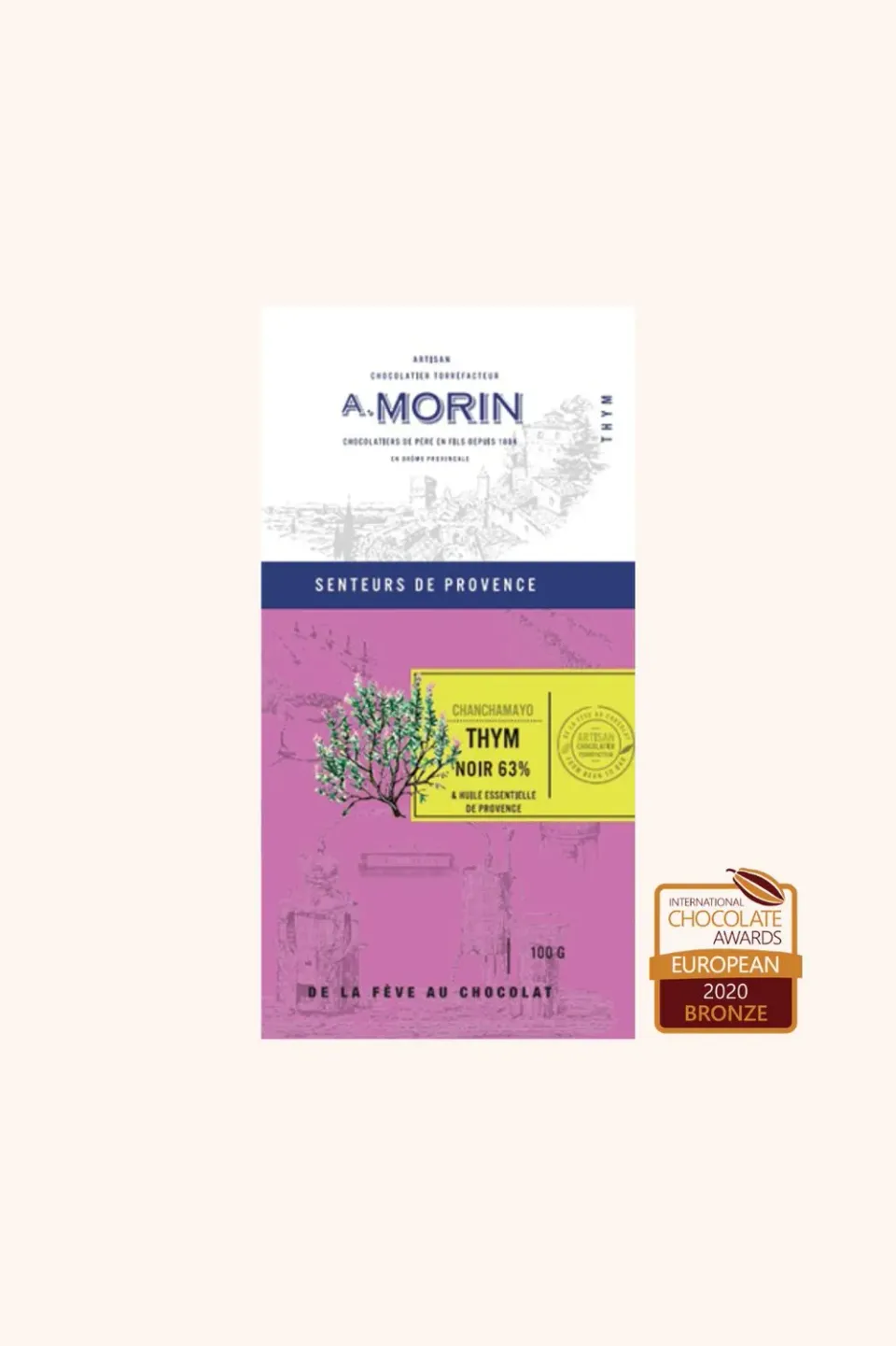 Chocolaterie Morin Thym 63% pure chocolade 100g tijm
