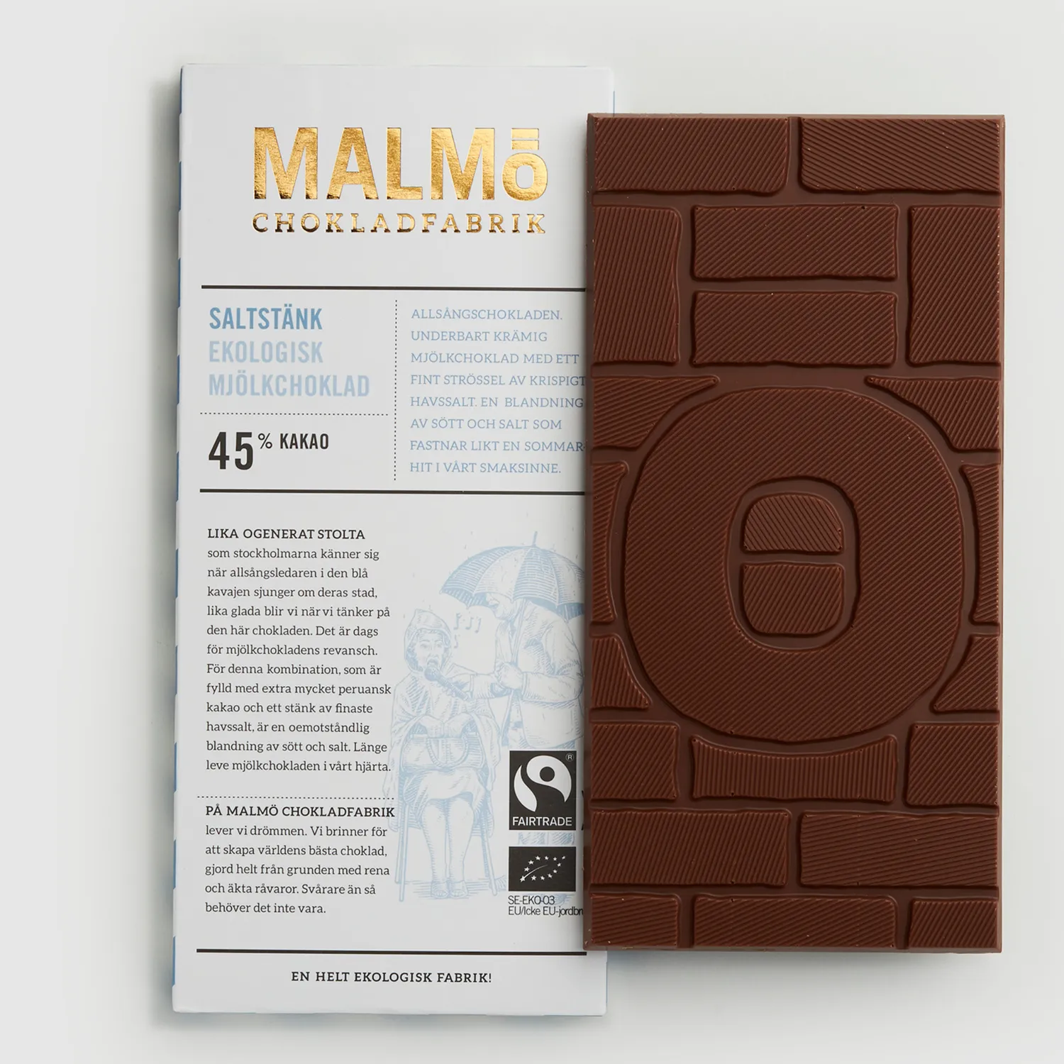 Malmö Chokladfabrik Saltstänk 45% chocoladereep 80 g zeezout
