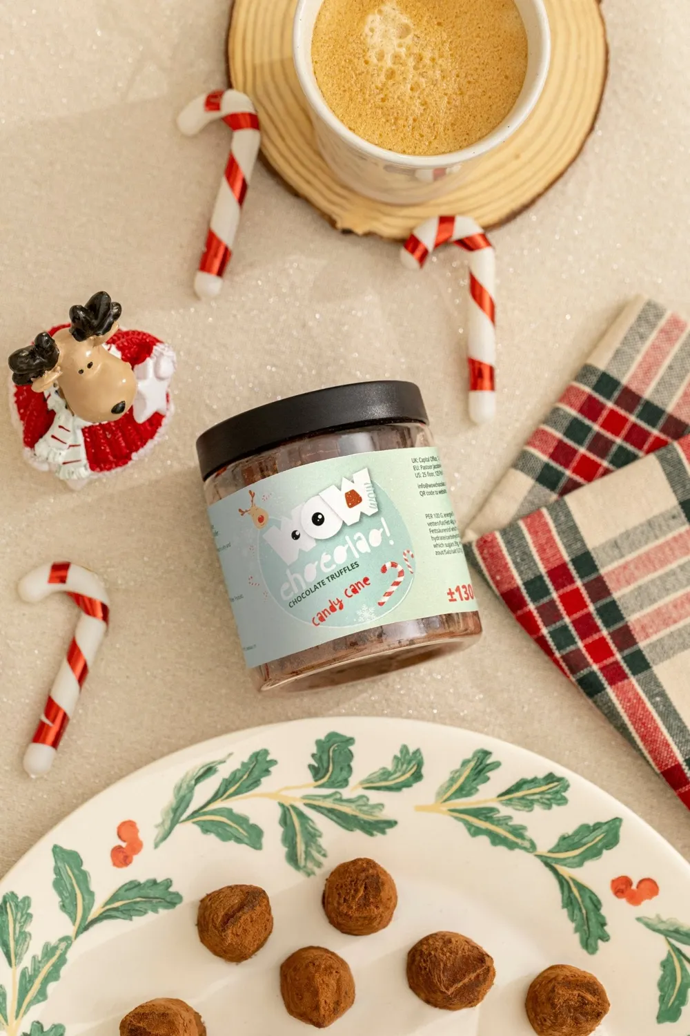 WOW Chocolao Candy Cane truffels 130g cadeaupot munt