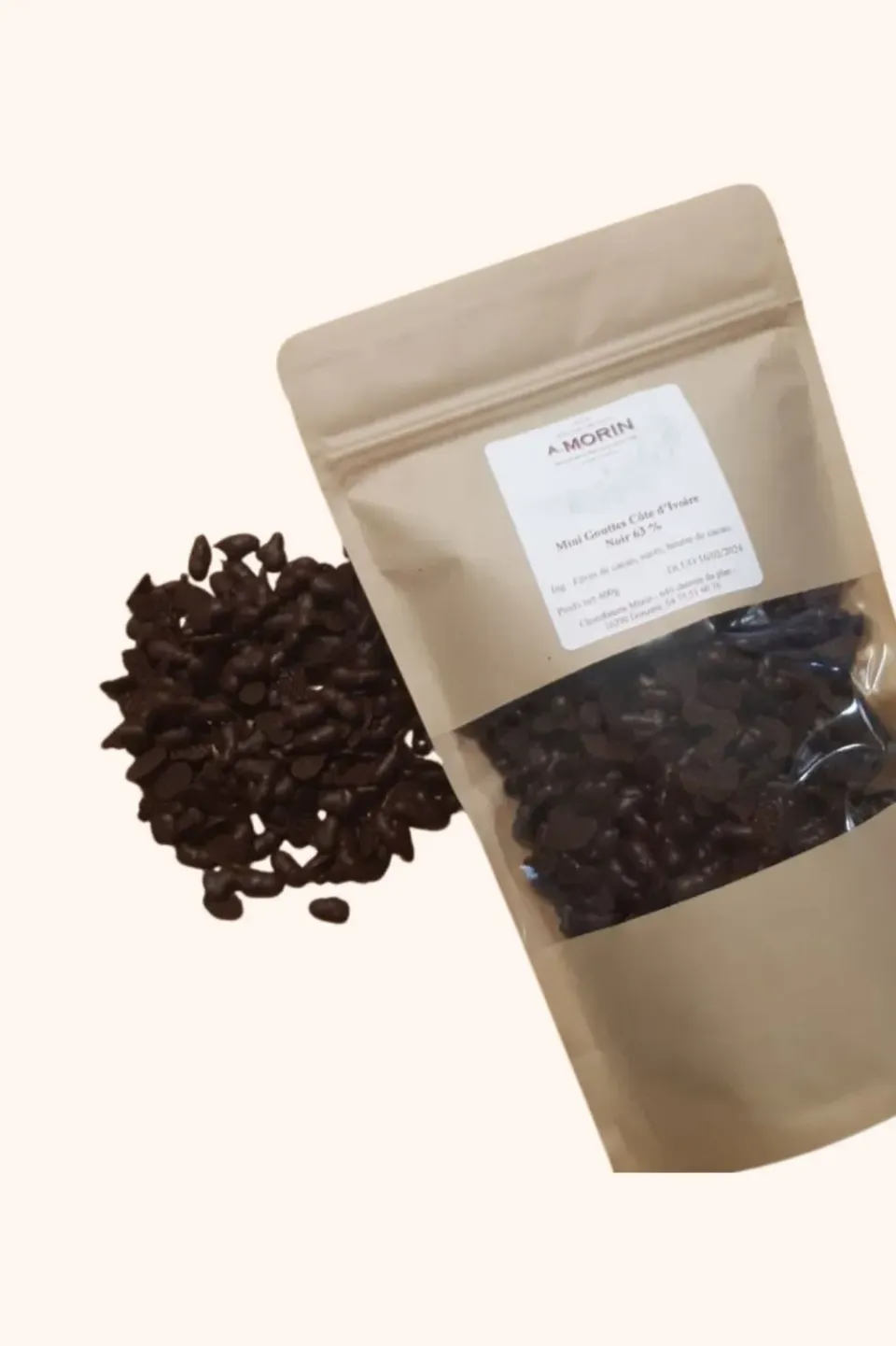 Morin Ivoorkust 63% chocoladedruppels 400g kokosnoot