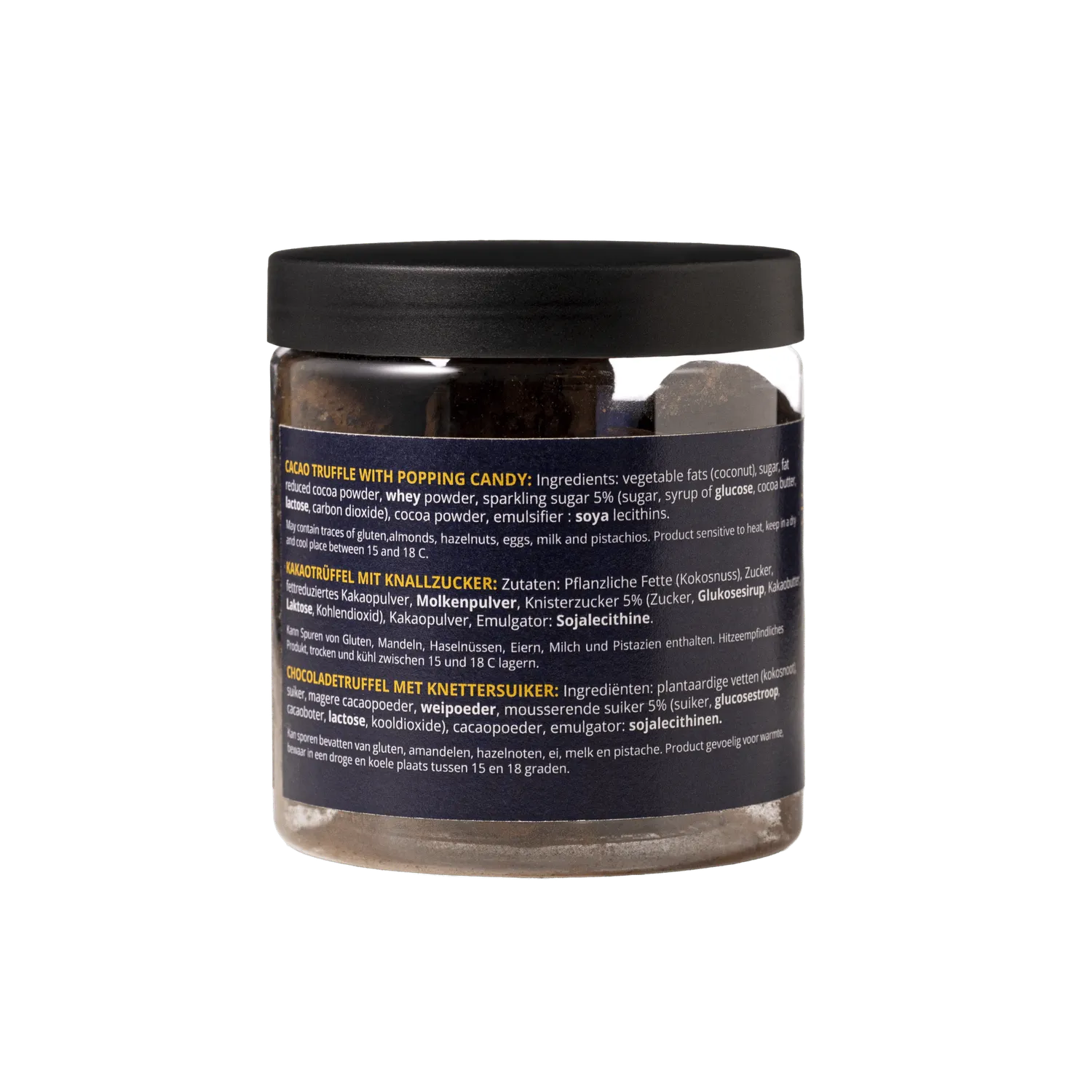 WOW Chocolao Popping Candy truffels pot 130g nieuwjaar