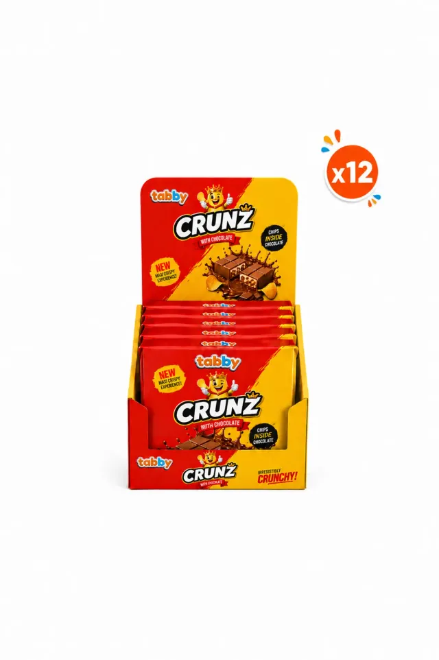 Tabby Crunz Crunchy chocolade 90g x12 krokant