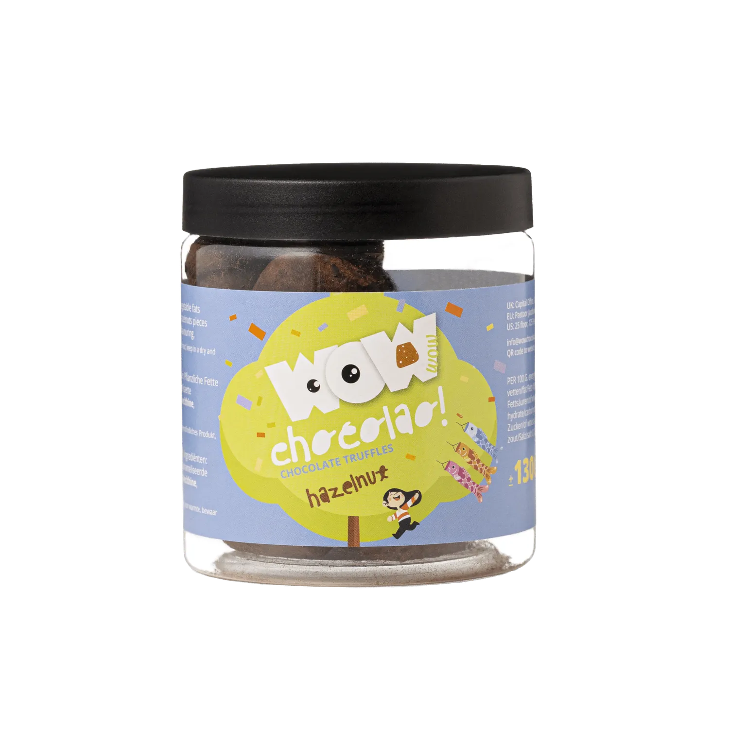 WOW Chocolao Hazelnoot Kodomo no Hi truffels pot 130g hazelnoot