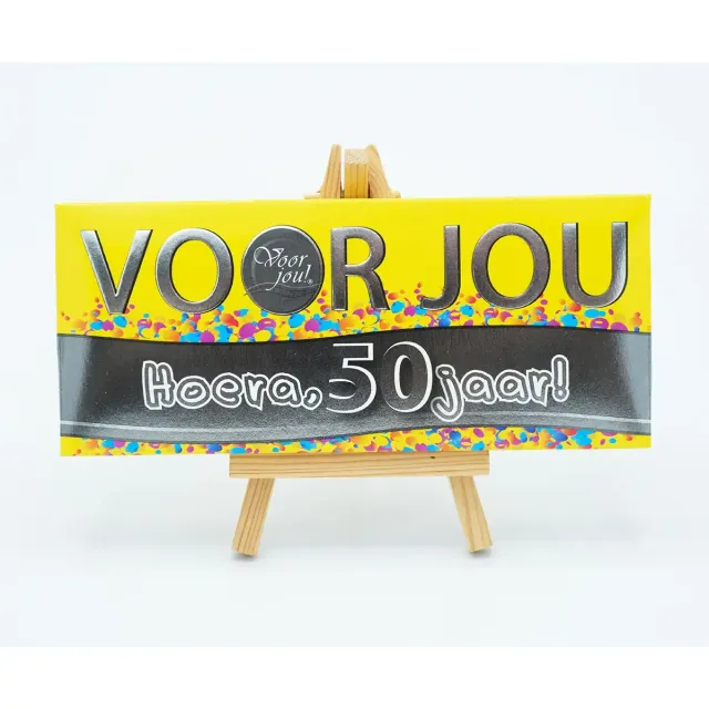 Voor jou Wensreep Hoera 50 jaar chocoladereep Abraham Sara