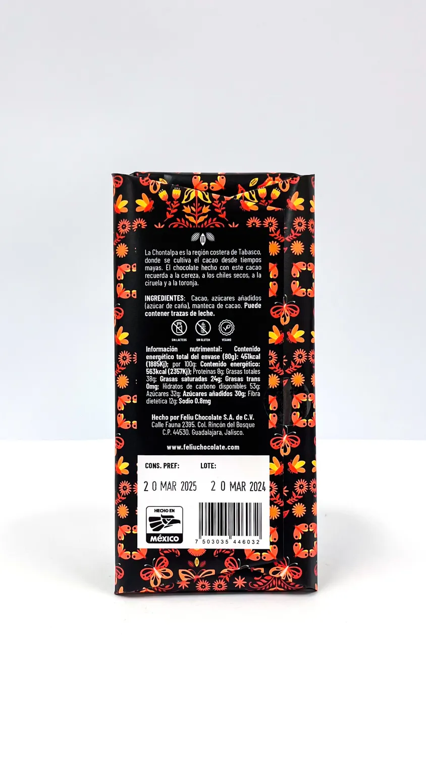 Feliu Chocolate Origen Chontalpa 70% cacao chocoladereep 80 g puur