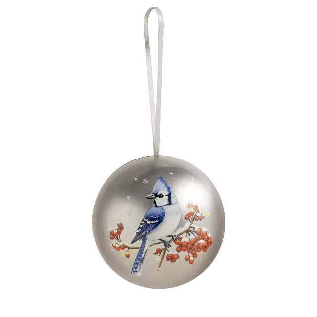 WOW Chocolao Kerstbal truffelpops zilverblauw blauwe gaai