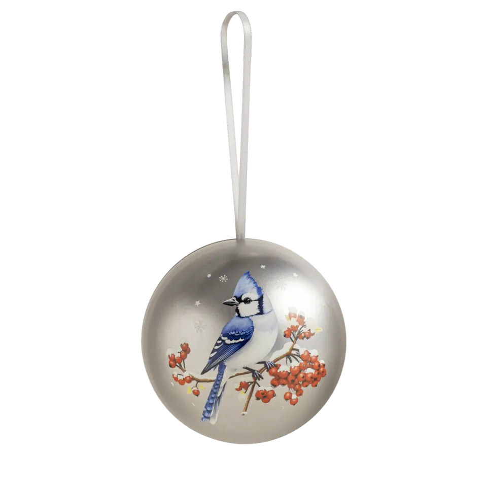 WOW Chocolao Kerstbal truffelpops zilverblauw blauwe gaai